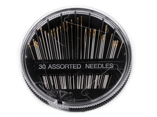 Set premium de ace pentru cusut manual cu urechi aurite - Nichelate (Pachet cu mărimi asortate)