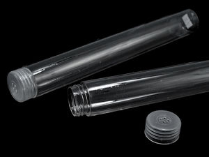 Tub din plastic transparent pentru depozitare cu capac cu filet - Ø20 mm