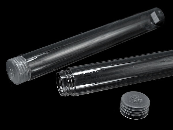 Tub din plastic transparent pentru depozitare cu capac cu filet - Ø20 mm