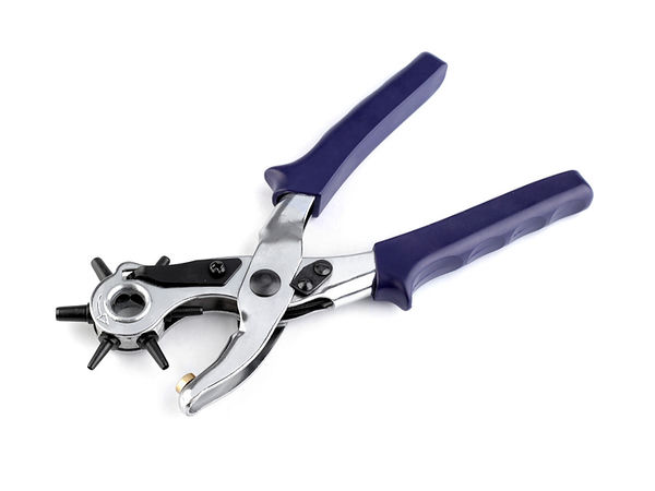 Clește perforator revolver pentru piele Prym Professional - Mâner antiderapant, albastru închis
