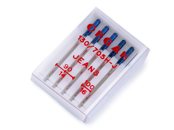Ace premium pentru mașina de cusut Organ Jeans - Finisaj nichelat (Mărimi 90/14, 100/16, 110/18)