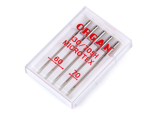 Ace pentru mașina de cusut Organ Microtex, mărimile 60 și 70 (finisaj nichelat) - ace premium pentru mașini de cusut casnice