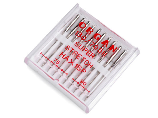 Ace pentru mașina de cusut Organ Super Stretch (Mărimi 75 și 90) – Ace casnice premium nichelate, fabricate în Japonia