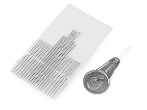 Set profesional de ace pentru cusut manual, broderie și peticit, cu dispozitiv de înfilat - Nichel