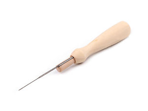 Instrument premium pentru pâslire cu mâner din lemn - Suport ergonomic cu ac triunghiular mediu înlocuibil