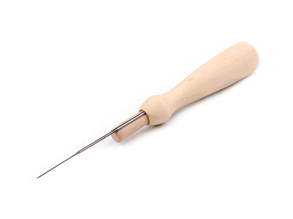 Instrument premium pentru pâslire cu mâner din lemn - Suport ergonomic cu ac triunghiular mediu înlocuibil