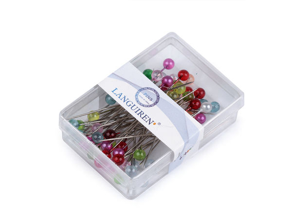 Ace decorative premium din oțel cu capete transparente (40 mm) - Ace elegante pentru decorațiuni florale, lucru manual și galanterie, pachet mixt
