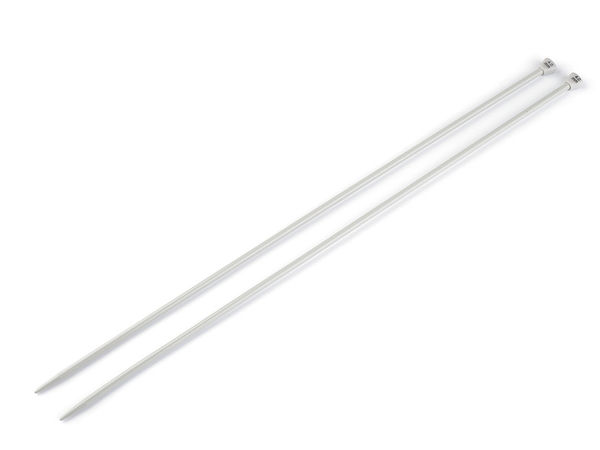 Andrele de tricotat drepte premium argintii - Mărimile 4 și 4.5