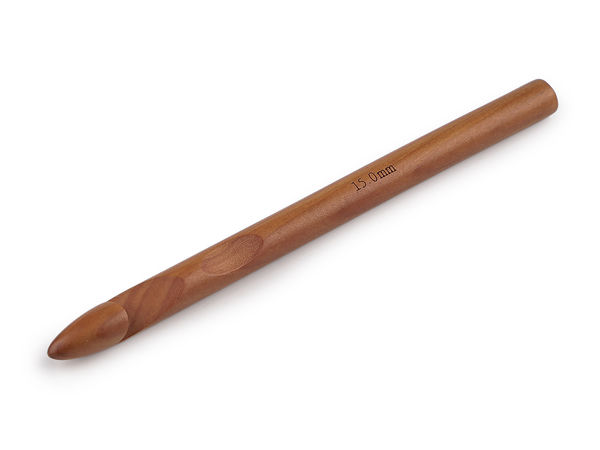 Croșetă ergonomică din lemn (Mărimea 15) - Ac din lemn natural pentru fire groase, pături voluminoase, covoare și fulare