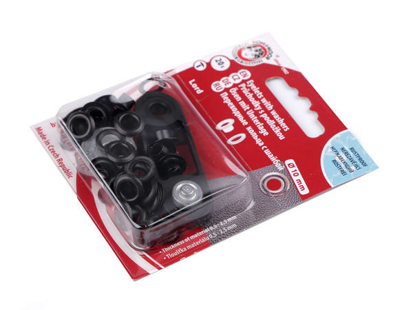 Capse metalice premium rezistente la rugină cu șaibe (Ø interior 5,5 mm) – Set de 20 de bucăți cu mini-presă manuală pentru materiale textile, cusut și galanterie