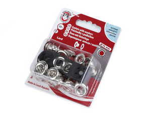 Capse metalice inoxidabile tip ochi cu șaibe (7 mm interior, 13 mm exterior) - Set de 20 bucăți cu mini-presă manuală