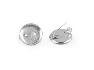 Baze metalice platinate pentru broșe cu platou rotund de 16 mm (19 mm) - Baze de broșă DIY și accesorii pentru bijuterii