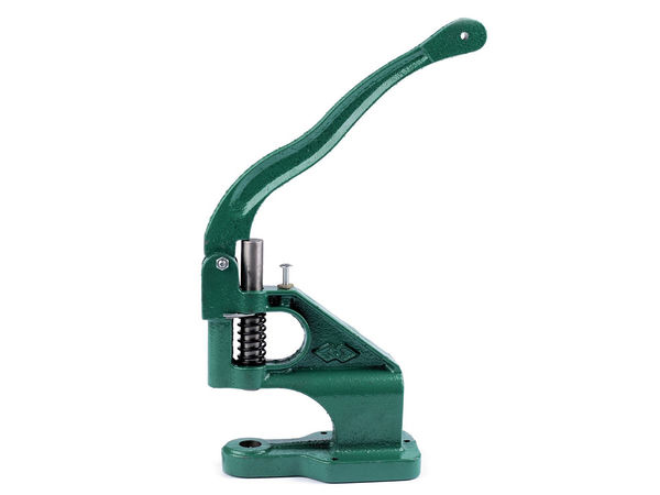 Presă manuală robustă verde pentru capse, ocheți, nituri și ținte