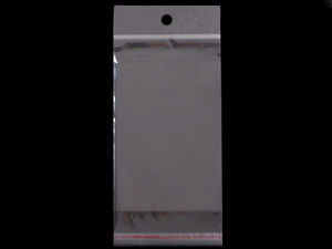 Pungi transparente autoadezive pentru ambalare cu orificiu de agățare (10x22 cm) | Plicuri lucioase resigilabile pentru expunere bijuterii