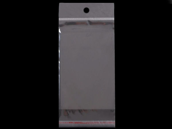 Pungi transparente autoadezive pentru ambalare cu orificiu de agățare (10x22 cm) | Plicuri lucioase resigilabile pentru expunere bijuterii
