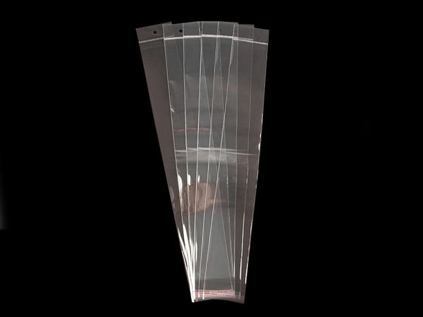 Pungi premium autoadezive și resigilabile, transparente, cu orificiu de agățare (7x45 cm)