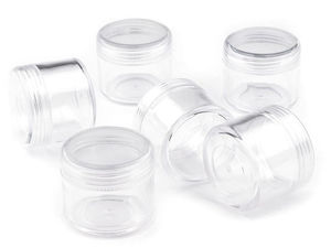 Borcan premium din plastic transparent pentru depozitare cu capac filetat (3,2x3,8 cm) – Organizator transparent de 22 ml pentru mărgele, paiete și accesorii de galanterie