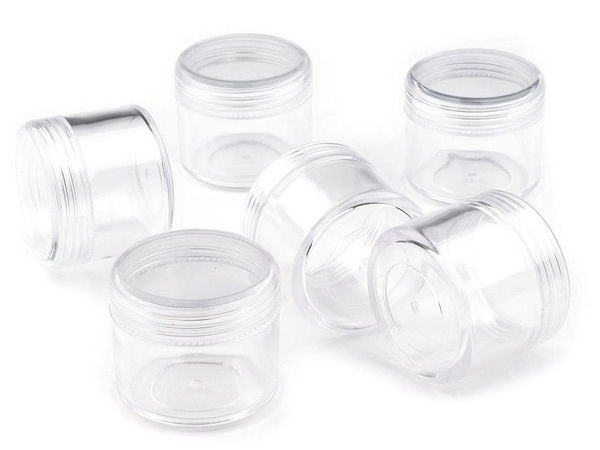 Borcan premium din plastic transparent pentru depozitare cu capac filetat (3,2x3,8 cm) – Organizator transparent de 22 ml pentru mărgele, paiete și accesorii de galanterie