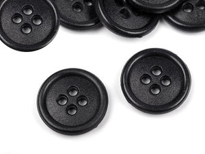 Nasturi premium din plastic negru cu 4 găuri - Dimensiune 24 (15 mm) pentru cămăși și îmbrăcăminte