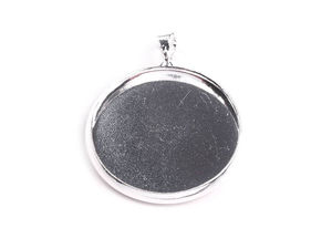 Bază rotundă premium platinată pentru pandantiv - suport caboșon de 25 mm pentru bijuterii handmade și proiecte creative