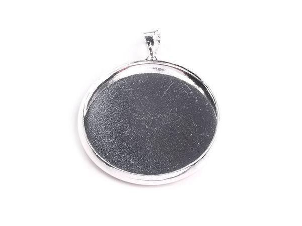 Bază rotundă premium platinată pentru pandantiv - suport caboșon de 25 mm pentru bijuterii handmade și proiecte creative