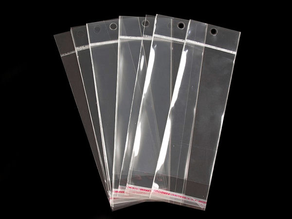 Pungi autoadezive transparente cu orificiu de agățare (6x15 cm) - Ambalaje resigilabile pentru bijuterii