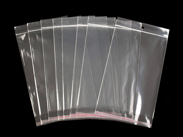 Pungi de ambalare transparente premium, autoadezive, cu orificiu de agățare - 17x25,5 cm
