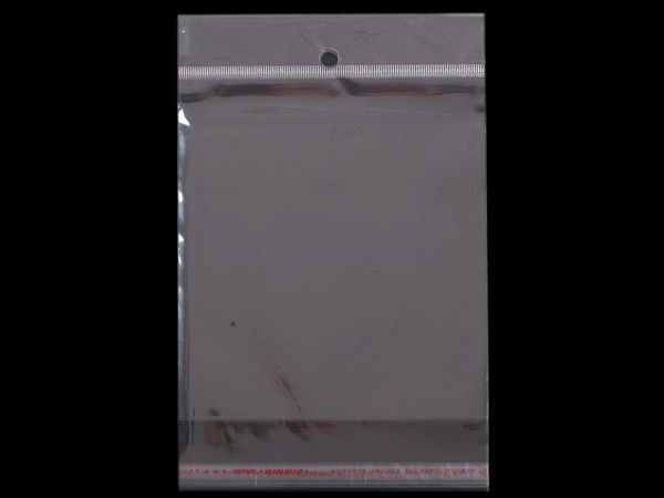 Pungi transparente autoadezive pentru ambalare, cu orificiu de agățare (13 x 14 cm)