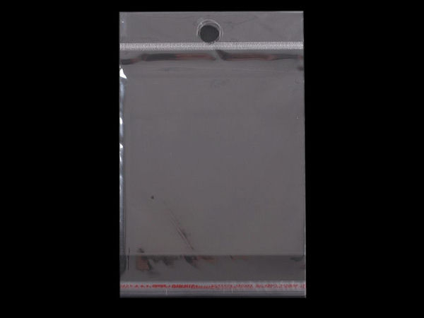 Pungi de ambalare autoadezive premium, transparente, cu orificiu de agățare, 8x12 cm - Pungi din celofan transparent pentru prezentare bijuterii și articole de galanterie