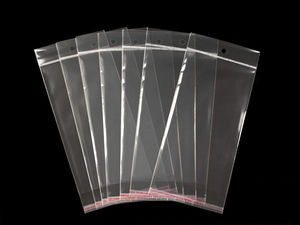 Pungi premium transparente pentru prezentare, autoadezive, cu orificiu de agățare - 11 x 20 cm