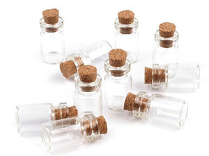 Mini-sticluțe premium din sticlă cu dopuri din plută naturală (1.5ml, 13x25mm) - Sticluțe pentru dorințe și pandantive de bijuterii pentru proiecte creative și lucru manual