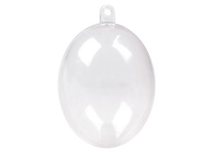 Ou decorativ umplubil din acril transparent (4,5 x 6 cm) - Glob din plastic cu deschidere prin clipsare pentru agățat și proiecte de galanterie creativă