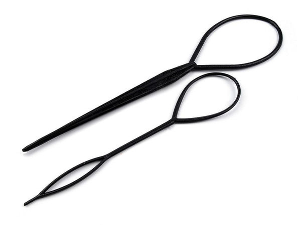 Set premium de accesorii pentru coafat Topsy Tail - Dispozitiv de aranjare a părului și împletituri, 2 piese, negru