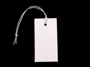 Etichete premium din hârtie albă cu șnur elastic (18 x 36 mm) - Pentru bijuterii și retail