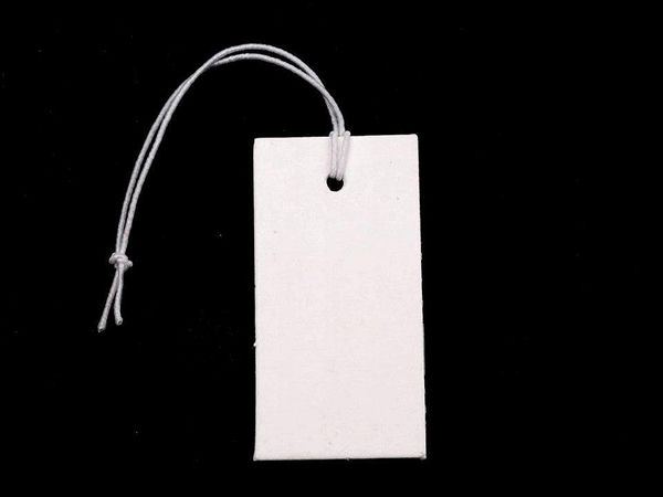 Etichete premium din hârtie albă cu șnur elastic (18 x 36 mm) - Pentru bijuterii și retail