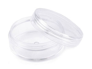 Borcănaș din plastic transparent cu capac filetat (5x2 cm) – Recipient premium pentru mărgele, sclipici și lucru manual