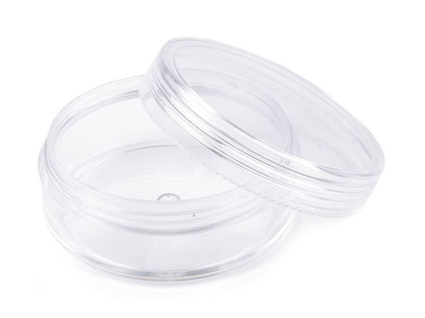Borcănaș din plastic transparent cu capac filetat (5x2 cm) – Recipient premium pentru mărgele, sclipici și lucru manual