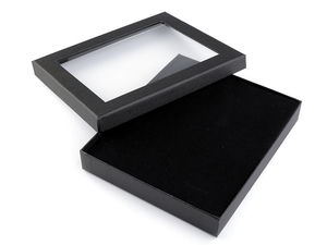 Cutie cadou premium pentru bijuterii, cu suport buretat și capac transparent (16 x 19 cm)