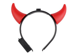Bentiță cu coarne de diavol iluminate LED - Accesoriu de costum roșu cu lumină intermitentă pentru Halloween, carnaval și serbări de Sfântul Nicolae (baterii incluse)