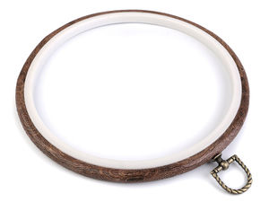 Gherghef și ramă flexibilă premium pentru brodat (Ø 20 cm) - Inel maro de expunere cu aspect de lemn pentru cusături în punct de cruce și broderie