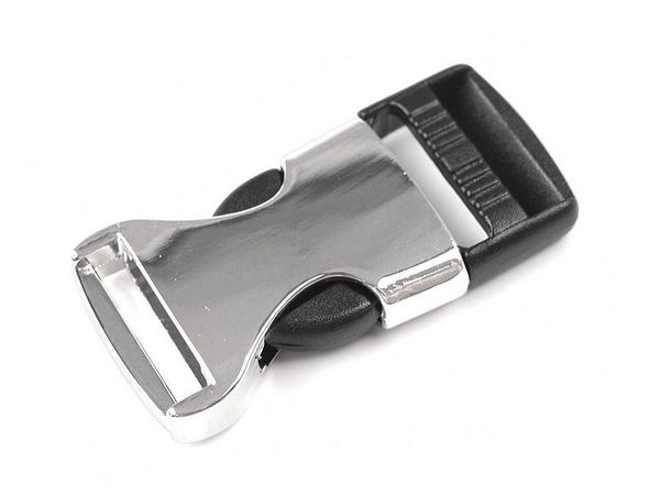 Cataramă trident hibridă premium de 20 mm - închizătoare din metal și plastic (Negru)