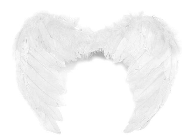 Aripi de înger premium din pene albe (35 x 45 cm) – Accesoriu elegant pentru costume cu bretele elastice pentru cosplay, petreceri și ședințe foto
