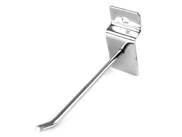 Cârlig metalic premium pentru expunere pe panouri gridwall și slatwall - lungime 9 cm, finisaj nichelat