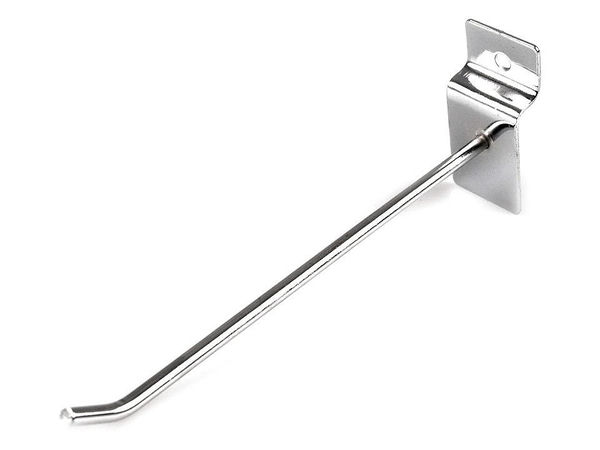 Cârlig metalic rezistent pentru panouri Gridwall și Slatwall - Finisaj nichelat (14 cm)