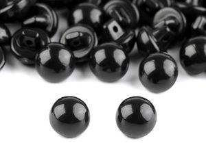Ochi premium tip nasturi bombați, negri (Mărimea 15) - Ochi din plastic semicirculari pentru jucării, cu buclă de coasere pe spate, pentru păpuși, marionete și confecții vestimentare