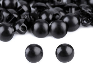 Ochi premium tip nasturi cu picioruș (Mărimea 12) - Nasturi semirotunzi din plastic negru pentru păpuși, marionete și proiecte de galanterie DIY