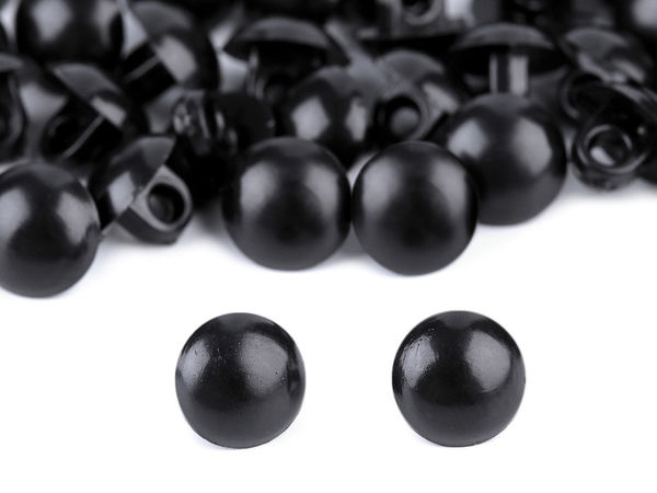 Ochi premium tip nasturi cu picioruș (Mărimea 12) - Nasturi semirotunzi din plastic negru pentru păpuși, marionete și proiecte de galanterie DIY