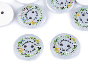 Nasturi decorativi din lemn premium - Nasturi din lemn gravați cu „Made with Love” pentru cusut și scrapbooking
