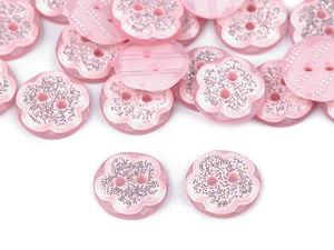 Nasturi premium în formă de floare cu sclipici și 2 orificii (Mărimea 20) - Sisteme de închidere decorative florale elegante pentru cusut, proiecte de lucru manual și accesorii