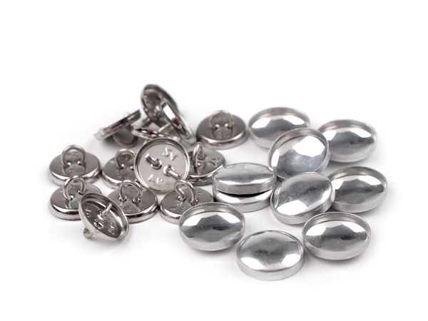 Nasturi premium pentru îmbrăcat, integral din metal, cu picioruș din sârmă - Mărimea 24, Nichel